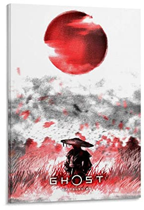 Enartly Poster Kunstdrucke Spielposter Ghost of Tsushima Moderne Familienschlafzimmer-Dekorationsposter 60x90cm Kein Rahmen