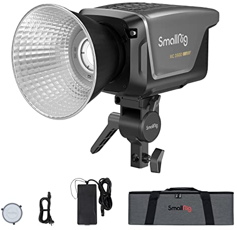 SMALLRIG RC 350D 350W COB LED Video Light, Daylight 149,000 Lux bei 1m CRI 95+ TLCI 96+ 5600K Studiobeleuchtung mit Bowens Mount, Handbuch und App-Steuerung Remote Professional Light - 3961