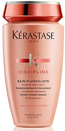 Kerastase Discipline Bain Fluidealiste Shampoo - Sulfate-Free, Smoothing & Hydrating, Frizzy Hair, Softens and Nourishes, 8.5 Fl Oz