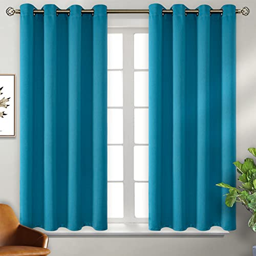 BGment Verdunkelungsvorhänge für Schlafzimmer, Pfauenblau, 137 cm lang, 2 Paneele