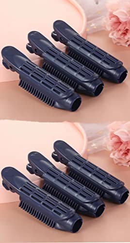 ASEANO Lot de 6 pinces à cheveux duveteuses en plastique bleu marine pour cheveux longs et courts 10,5 x 3 cm