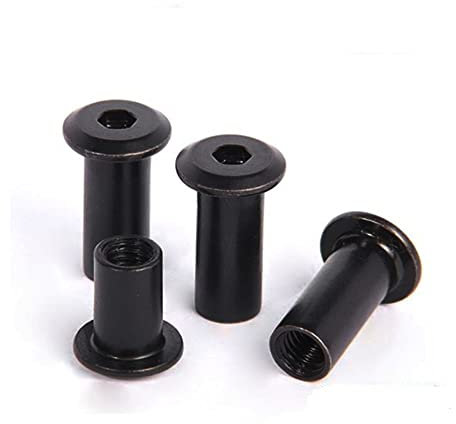 50/20/10 pièces M3 M4 M5 M6 M8 noir en acier au carbone grand plat hexagonal à six pans creux tête Rivet connecteur insérer Joint manchon écrou borgne(10mm,M6 (10pcs))