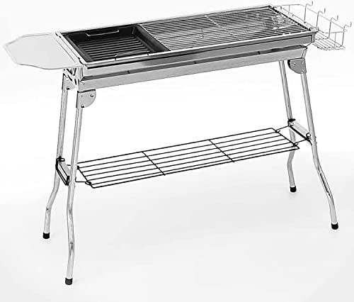 Tragbarer Holzkohlegrill, Barbecue Grill Edelstahl BBQ Smoker Barbecue Folding Portable für Outdoor Cooking Camping Picknick Outdoor Garden Charcoal BBQ Grill Party