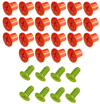 Smoby Pièce de rechange E21007 - Lot de 22 vis rouges à filetage intérieur - Avec 8 vis vertes - Glissantes comme Super Megalis, etc.