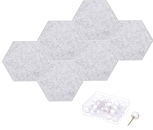 PATIKIL 12Pack 12x10 Kunst Akustik Paneele Selbstklebend Sechseck Filz Fliesen für Schalldämmende Wandplatten für Zuhause Büro Aufnahmestudio Spielzimmer Hell Grau