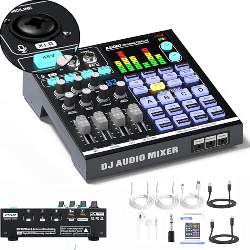 KILOGOGRAPH Scheda audio, mixer audio DJ con DSP, ingresso XLR, batteria integrata, scheda effetti sonori per live streaming, podcasting