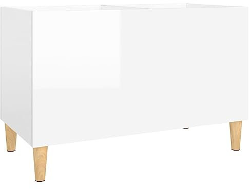 vidaXL Mobile Porta Dischi Bianco Lucido 74,5x38x48 Legno Multistrato