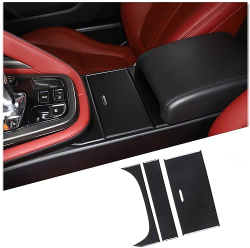 DIYUCAR Autocollants en plastique ABS pour console centrale de voiture - Pour Jaguar F-TYPE 2013-2024 - Noir mat