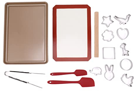 Set Mattarello, Set Formine Per Biscotti Formine in Acciaio al Carbonio Set di Forniture Per Cottura Per Biscotti con Teglia Tappetino da Forno Mattarello Spatola Morsetto