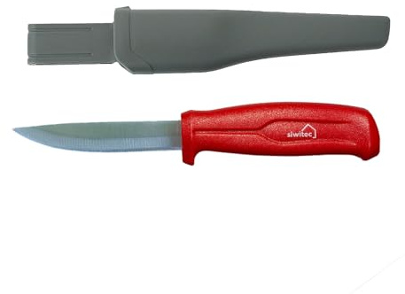 siwitec Universalmesser feststehende Klinge Edelstahl Kunststoff 20,5 cm | vielseitig einsetzbar als Garten- Jagd- oder Angelmesser, integrierter Gürtelclip zum sicheren Tragen, inkl Messerscheide