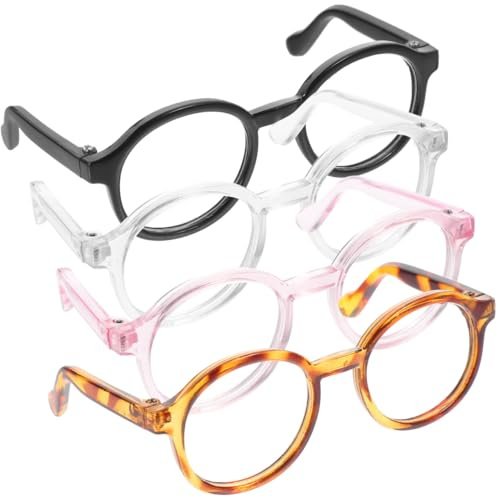 Ipetboom Dog Cat Pet Glasses, 4pcs Round Dog Glasses Cat Puppy Eye Wear for Cats and Dogs, Funny Cute Dog Cat Retro Fashion Sunglasses Photos Props Cosplay Party Costume