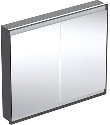 Keramag Geberit ONE Spiegelschrank mit ComfortLight, 2 Türen, Unterputzmontage, 105x90x15cm, 505.804.00.; Farbe: schwarz matt/Aluminium pulverbeschichtet