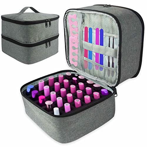 Nagellack Tasche Organizer - Nagellack Organizer Box | Nagellack Aufbewahrung | Doppellagige Nagellack Tasche Für 30 Flaschen Nagelkunst-Werkzeugkoffer Für Nagelliebhaber (25 × 20 × 19 cm)