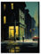 Artery8 New York at Dawn Edward Hopper Style Oil Painting Yellow Green Blue Man Walking in Empty City Street Unframed Wall Art Print Poster Home Decor Premium