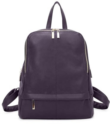 Woodland Leathers Women's Fashion Small Backpack, Womens Backpack With Anti Theft Zipper, Waterproof Faux Leather Back Pack Womens, 13 Tablet And Laptop Fashion Backpacks For Women (Purple)