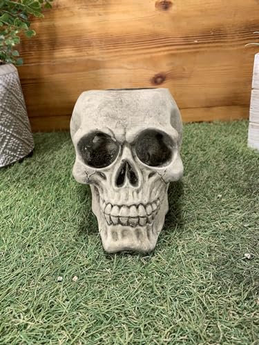 STONE GARDEN SMALL GOTHIC SKULL PLANTER PLANT POT CONCRETE ORNAMENT