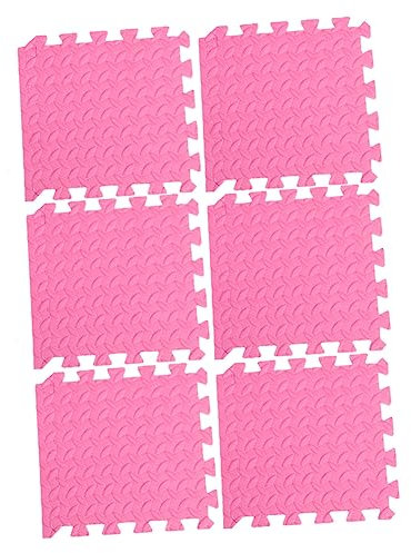 KICHOUSE 6pièces Dalles De Eva Épaisses à Motif Tapis pour Garçon Fille Matelas De Mousse Couleur Rose