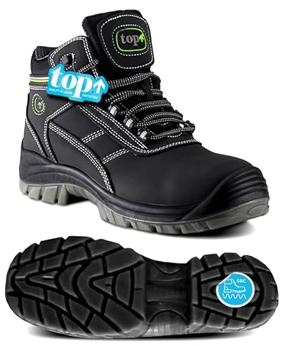 TOP BUFFALO Arbeitsschuhe Herren S3 Schwarz Gr. 43 [S3 SRC rutschfest] - Für Handwerker,Lager - [EN ISO 20345:2011] - Sicherheitsschuhe Herren mit Kevlar-Zwischensohle & PU-Außensohle - Größe wählen