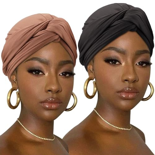 DRESHOW Haar Wrap für Damen Gerippte Weich Turban Stretch Jersey Kopftuch Atmungsaktiv Leichtgewicht Turban Einfarbig