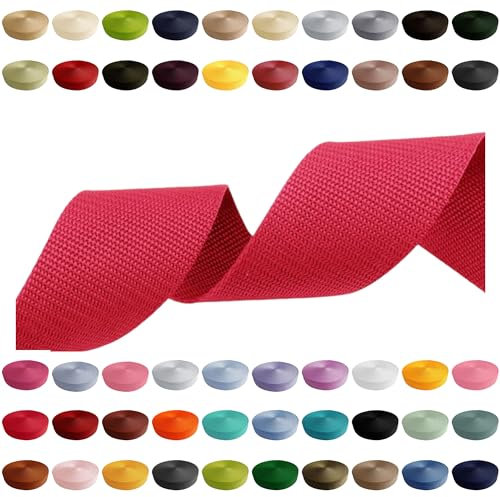 Gurtband 2m 5m 10m 50m, 50 Farben, Breite 10mm 15mm 20mm 25mm 30mm 40mm 50 mm Taschengurt Polypropylen Ideal für DIY-Projekte, Handarbeiten & Outdoor (516) Pink, 40mm x 5m