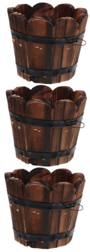 BESPORTBLE 3stücke Holz Pflanzer Eimer Mit Retro-Design Vielseitiger Blumentopf Für Garten Und Innendekoration Langlebig Sicherem Holzmaterial Für Pflanzen Aufbewahrung