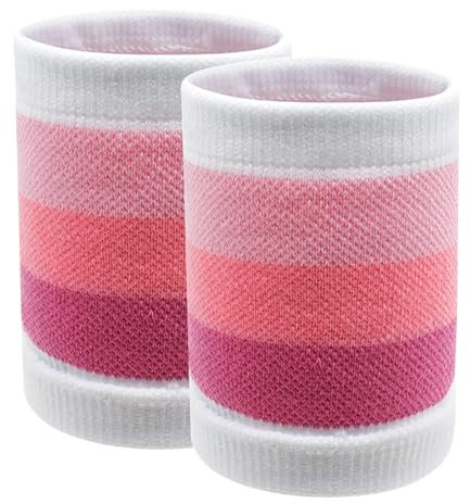 2 Stück Schweißband Handgelenk, Sport Wristbands, Schweißband Handgelenk, Elastische Schweissband, Fitness Schweissband, Baumwoll Schweißband Arm für Fußball,Basketball und Tennis Sport (Pink)