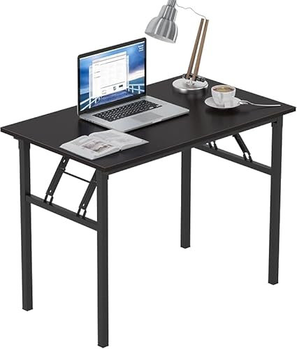 AuraCraft Tavolo Pieghevole, Scrivania per Computer, Piccolo Tavolo da Ufficio in Legno per Soggiorno e Casa, 100 x 60 cm, Nero