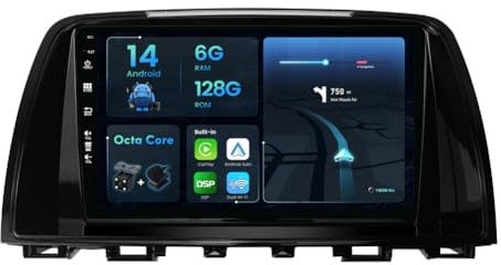 BXLIYER - 6G+128G - Android 14 IPS Car Stereo For Mazda ATENZA Mazda 6 (2012-2015) - Wireless CarPlay/Android Auto - Camera & MIC - Octa-Core 9 Inch 2 Din - DSP Steering Wheel DAB Fast-boot 360-CAM
