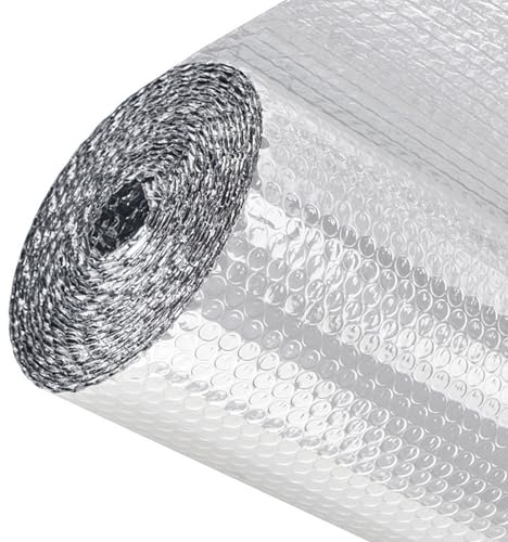 Rouleau Isolant Thermique Feuille Adhésifs Aluminium Réflecteur de Chaleur à Double Couche de 3-4mm Caravanes Papier à Bulles D'Aluminium de Radiateur(Size:1*30m,Color:Argent)