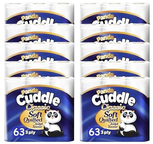 Panda Cuddle Toilet Roll 3-Ply Soft Ultimate Quilts Toilet Paper - Scented Toilet Rolls - Premium Bathroom Scented Toilet Loo Tissue Paper for Luxurious Comfort and Hygiene (Cuddle Classic, 90 Rolls)