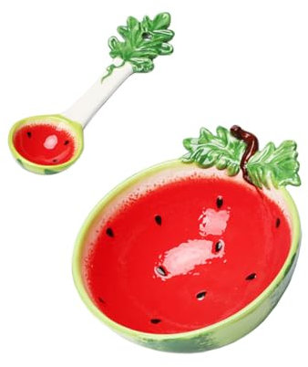 Amosfun Cuenco de sandía de cerámica bandeja para servir comida cuencos de cocina cuencos de frutas frutero decorativo cubiertos infantiles trifle bowl cuenco para servir comida ensaladera