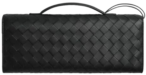 NingMengXYRHZB Damen Trendy Woven Abend Clutch Geldbörse PU Leder Crossbody Unterarm Schulter Handtasche Cute Satchel Wallet, Schwarz