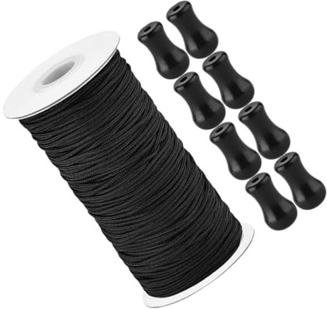 Levemolo Black Blind Cord Rope Replacement String Wooden Slats for Window Blinds and Cord Pull Ends