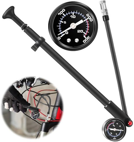 GAOUTO Pompe d'amortisseur haute pression, mini pompe à vélo, pompe à vélo, pompe à fourche portable pour VTT, vélo, fourche à suspension et suspension arrière (max 300 PSI)