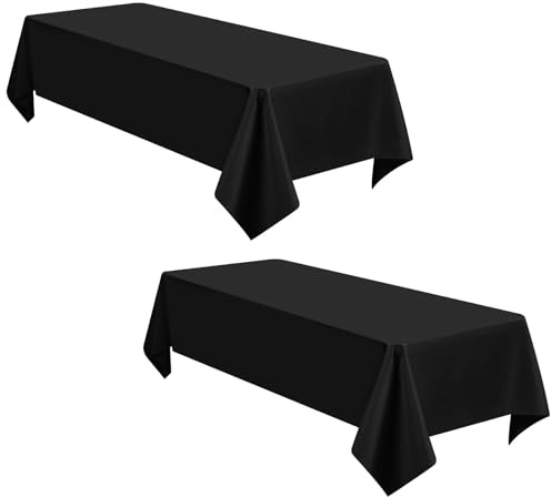 2 Packs Schwarze Rechteck Polyester Tischdecke 140x240 cm Polyester Stofftischtücher, Schwarze Tischdecken in der Lage für Hochzeiten in Innen- und Außenbereich, Geburtstag, Partytische Dekoration
