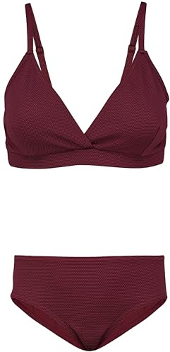 Aquarti Mädchen Bikini Set Bustier Bikinislip Zweiteiliger Badeanzug, Farbe: 039 Jacquard Punkte Rot Braun, Größe: 164