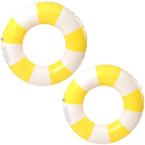2pcs Anello di Nuoto Gonfiabile Salvagente Adulto, 70cm Strisce retro PVC gonfiabile Anello da Nuoto, piscina gonfiabile per feste estive in spiaggia e in piscina