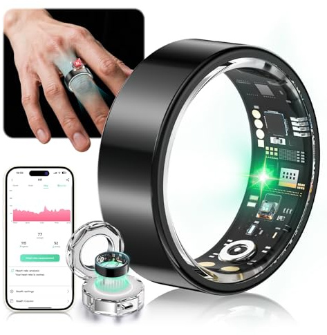 Lozltx Smart Ring Upgrade【IP68 & Militärgeprüftes Titan-Design 】【JZ5.0-Chip】 Smartring Fitness Ring- 200 Modi für Android IOS Smartringe für-Schwarz #9