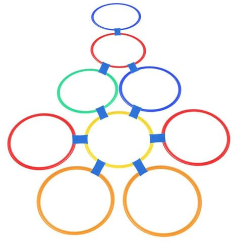Hopscotch-Ringe, mehrfarbige Plastikringe, 10pcs Round Hoops mit 10 Anschlüssen für Kleinkinder Bruttomotorische Fähigkeiten, UNTERNEHMEN-UNTERSTELLUNGEN KREATIVE Set für Mädchen und Jungen