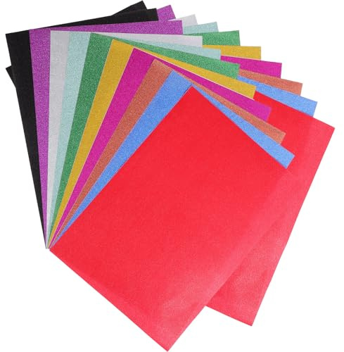 Homoyoyo 20 Blatt Selbstklebendes Glitzerkartonpapier 80g mit Einfachem Kleber Buntes Selbstgemacht Bastelpapier für Kindergarten und Kreative Handarbeiten Zufällige Farbe