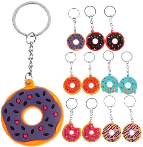LIFKOME 12stücke Donut Schlüsselanhänger Aus Robustem Pvc Cartoon Anhänger Für Taschen Und Geburtstagsfeiern