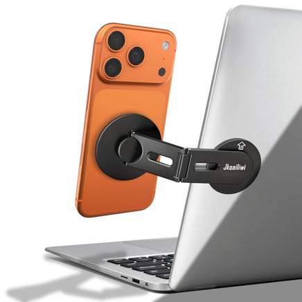 Jkoailiwi Support magnétique de téléphone portable rotatif à 360° pour moniteur et Tesla, support latéral d'ordinateur double écran compatible avec MagSafe iPhone 12-17 Series, accessoire portable
