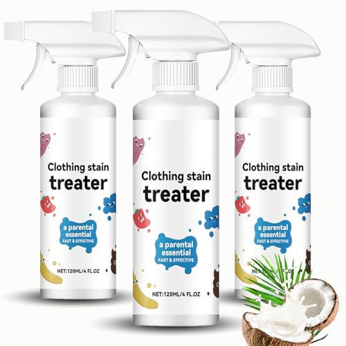 Stain Remover for Clothes, Messy Eater Stain Treater, Stain Remover Spray - Laundry Spray for Oil, Food, Juice & Kid Messes, Fast-Acting Gentle Formula, Travel-Friendly Size - 3 PCS