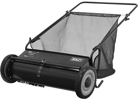 Sealey Balayeuse à Gazon de 660 mm, capacité de 200 L, balayeuse à Pousser, réglage de la Hauteur, ramasseur Manuel de Feuilles et d'herbe – SLS26