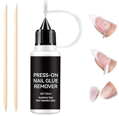Nail Glue Remover, Eco-Friendly Nail Glue Remover for Press on Nails, Safe False Nail Remover Liquid, Non-Damaging Nail Glue Dissolving Solution for Easy Nail Care