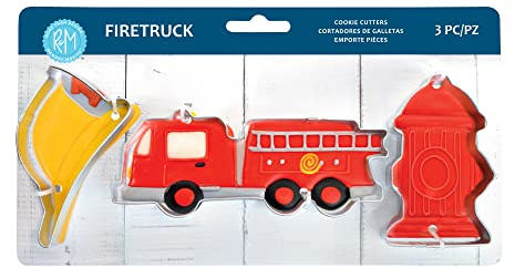 R&M International 5128 Ausstechformen Feuerwehrauto, Helm und Hydrant, 3-teiliges Set