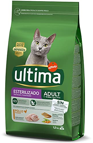 Ultima Croquettes pour Chat Adulte Stérilisé au Poulet - 1,5Kg