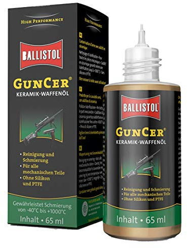BALLISTOL 22169 GUNCER Keramik-Waffenöl 65ml Flasche – Temperaturbeständige Waffenpflege mit Dosierspitze - Rostschutz