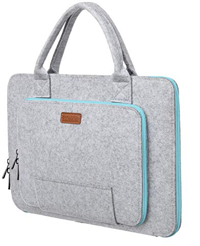 Ropch 17,3 Zoll Filz Laptoptasche, Notebooktasche Ultrabook Tasche Laptop Hülle Sleeve Schutzhülle Aktentasche mit Griff Kompatibel mit Acer/Dell/HP/Lenovo - Grau und Hellblau