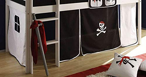 Avanti Trendstore - Vorhang für Hochbett in verschiedenen Motiven aus Baumwolle (Piratenmotiv (schwarz/weiß))